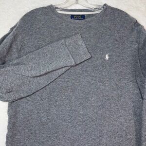 Polo Ralph Lauren Mens Gray Waffle Knit Thermal Long Sleeve Shirt Large L Cotton